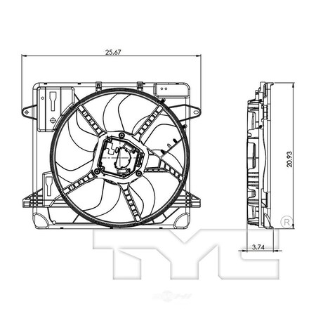 Tyc 624080 Dual Radiator And Condenser Fan Assembly 624080